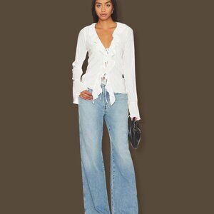 Show Me Your Mumu White Ruffle Top Size L